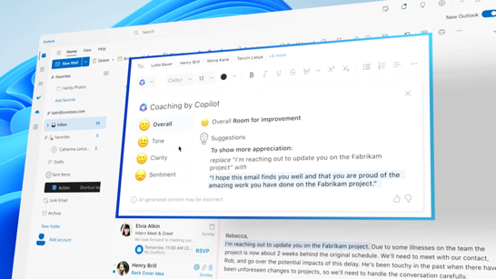 Microsoft 365 Copilot Outlook Ausschnitt von Microsoft 365 Copilot in der App Outlook