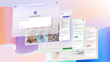 Microsoft 365 Copilot Overview Ausschnitte von Microsoft 365 Copilot in verschiedenen Applikationen