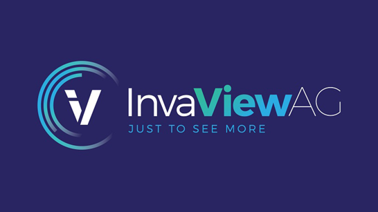 Dunkelblaues und weisses Logo von InvaView AG