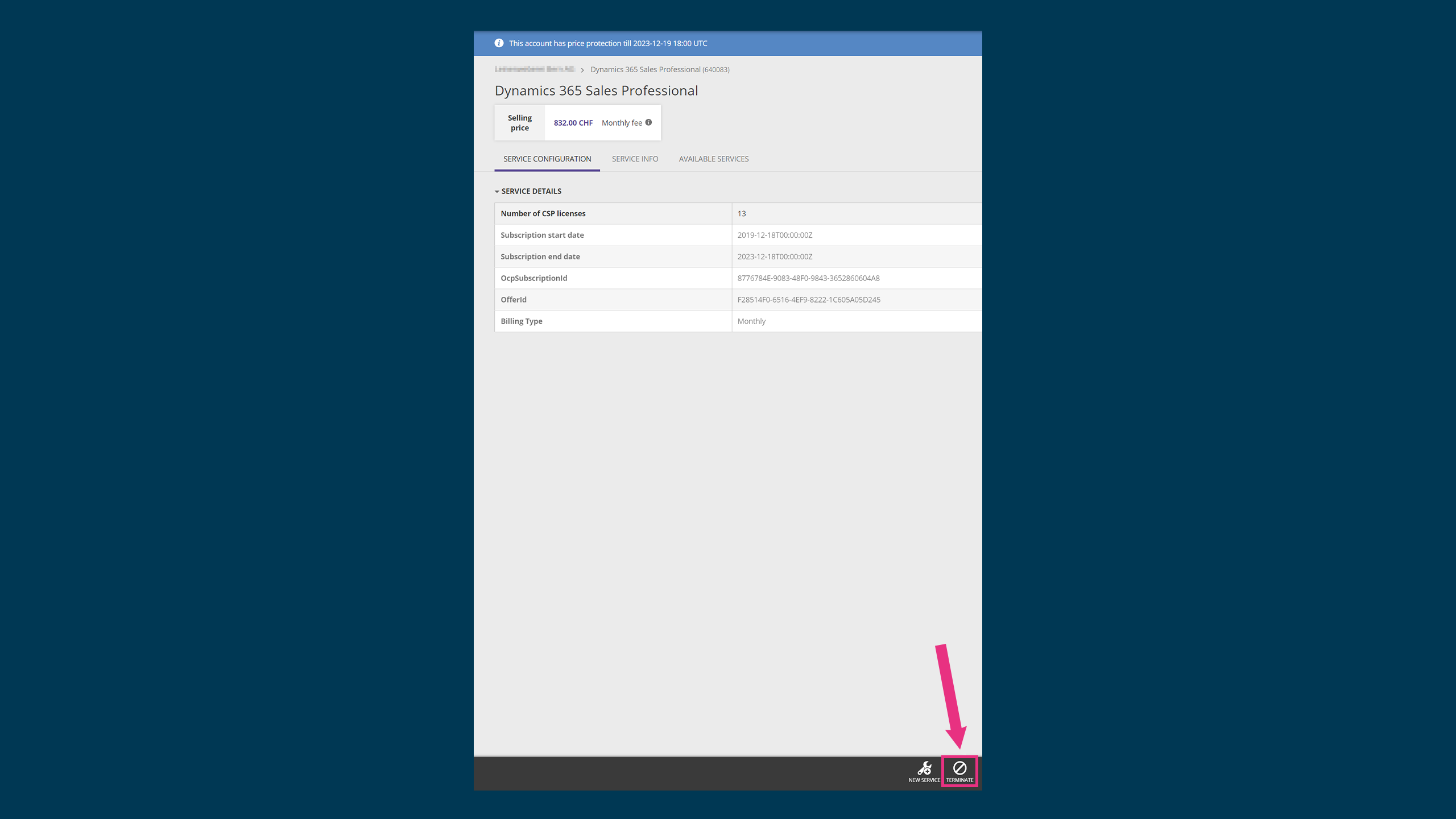  isolutions Marketplace: Beispiel einer Maske mit Legacy Kündigung