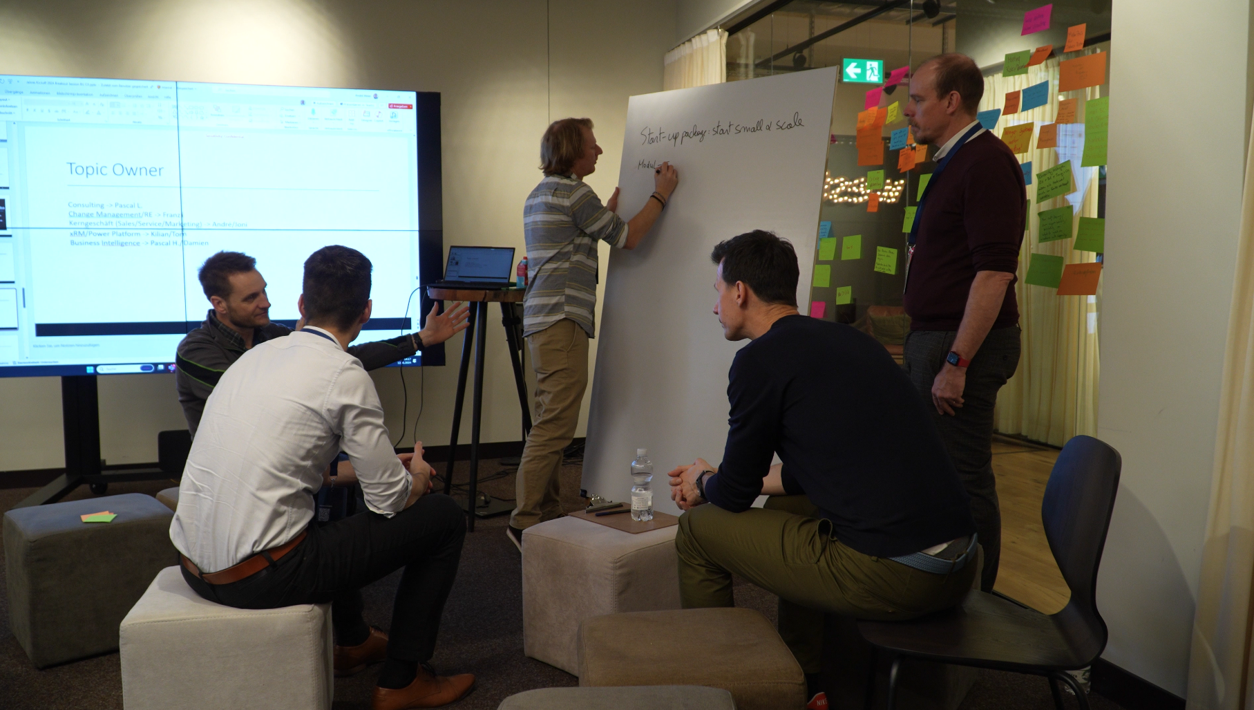 Working Session an der fünf Herren teilnehmen