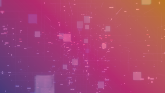 Swiss Cyber Think Tank Background Farbiger Farbverlauf mit weiss transparenten Vierecken