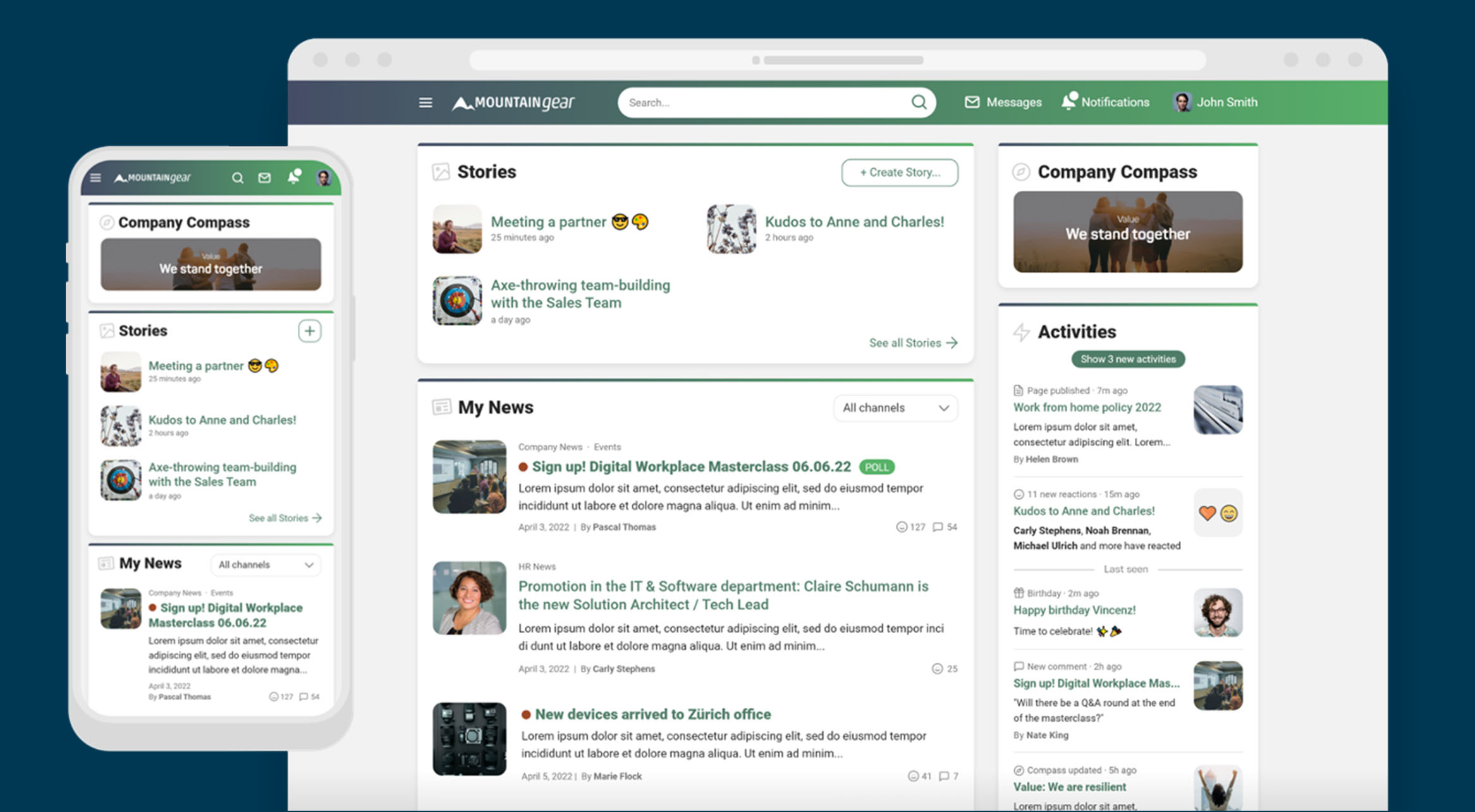 Abbildung eines Interface für die interne Kommunikation via Intranet